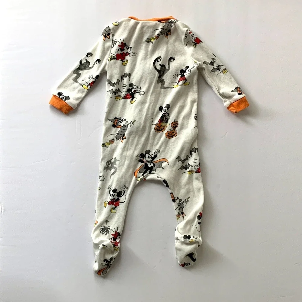 Pottery Barn Kid's Baby Disney Mickey Mouse Organic Nursery Pajamas Sz 3-6 mo‎